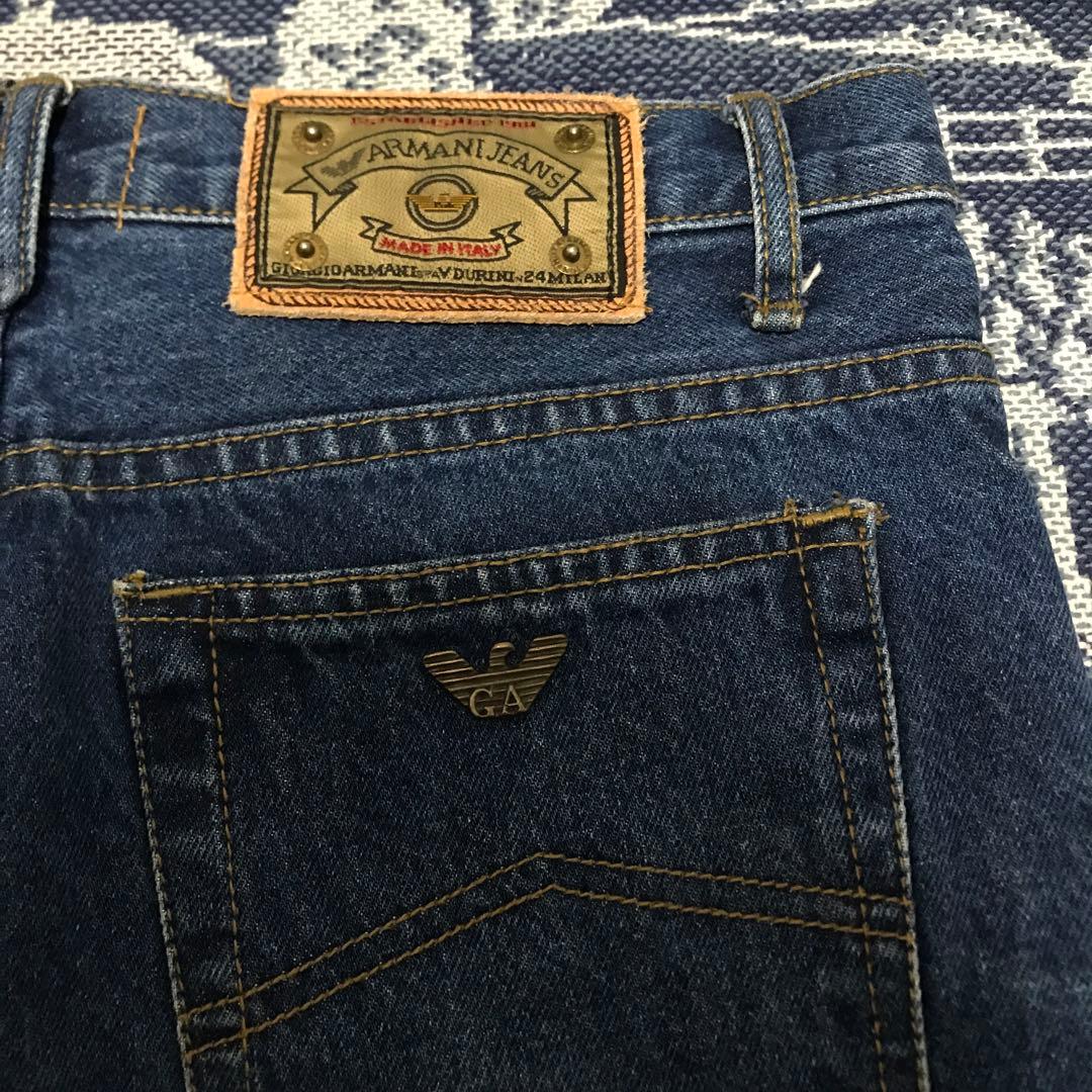 ARMANI JEANS アルマーニ　デニムパンツ　ロゴプレート　イタリア製