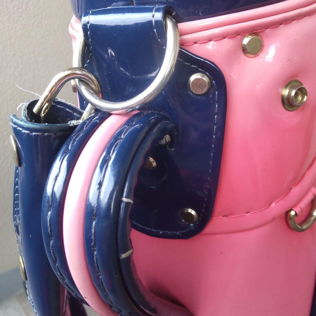 パーリーゲイツ　エナメル キャディーバック　ピンク/ネイビー 9.5型