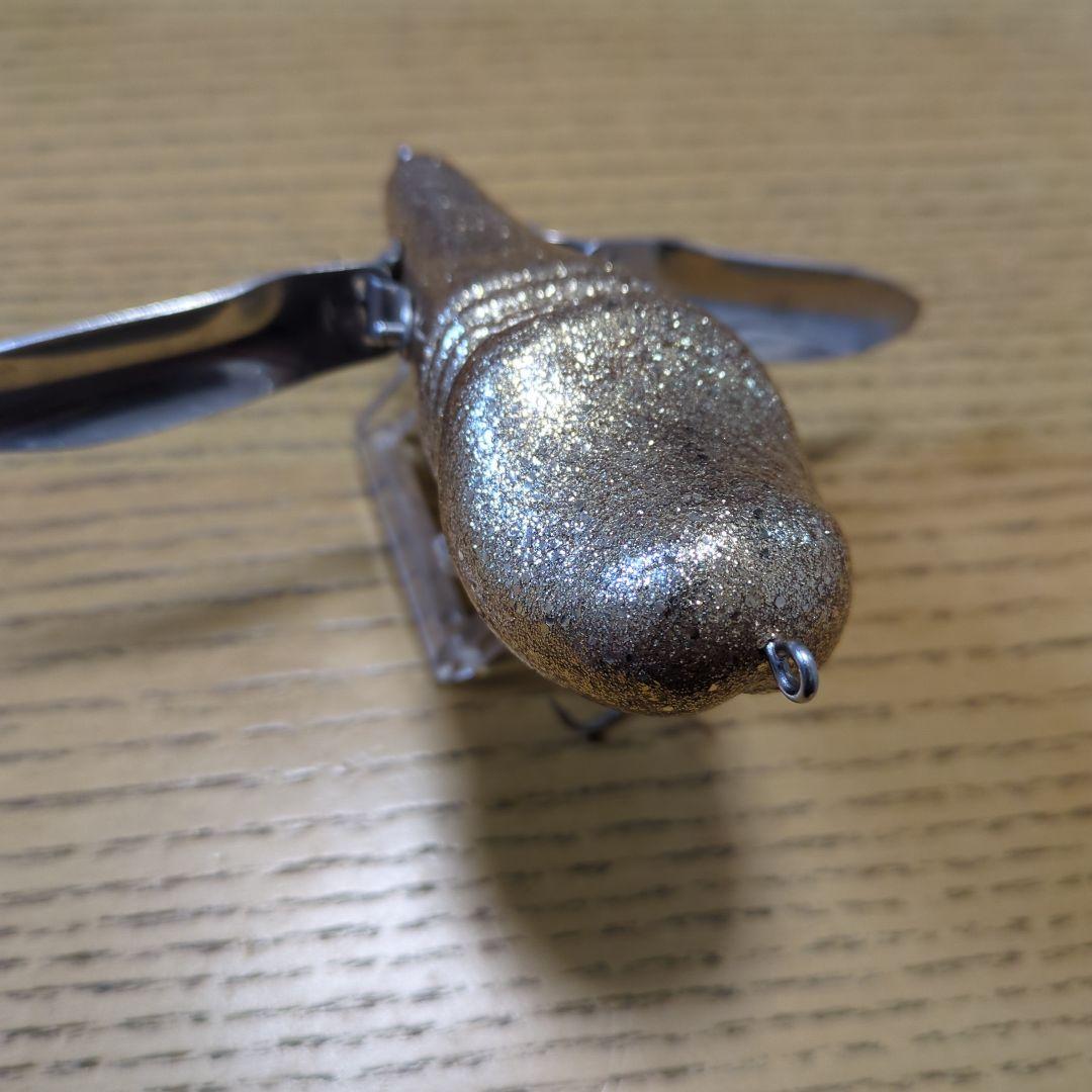 羽根モノ クローラー トップウォーター 金ラメ 金グリ ルアー