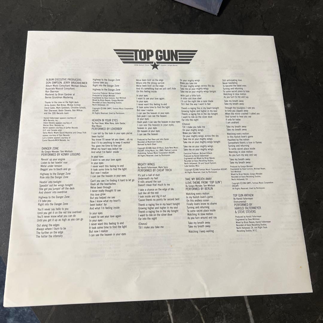 TOP GUN オリジナルサウンドトラック　レコード　トムクルーズ　帯付き　美品