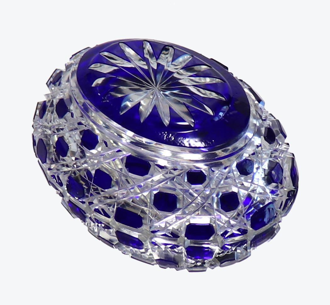 オールド・バカラ 最上級作品 青色被せ 切子 皿 ディアマン・ピエーリープレート