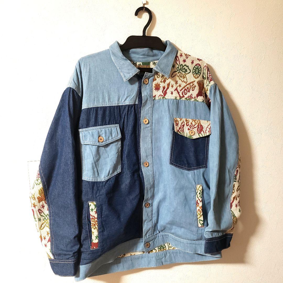 チャイハネ デニムパッチワークジャケット エスニック 刺繍 切替 完売品