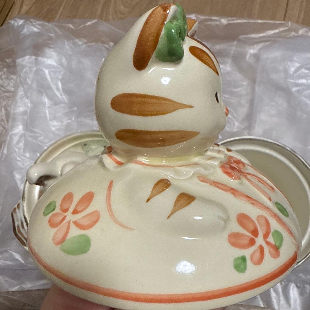 【KATO KOGEI】 加藤工芸 うさぎ 猫 蓋付き土鍋 昭和/平成レトロ