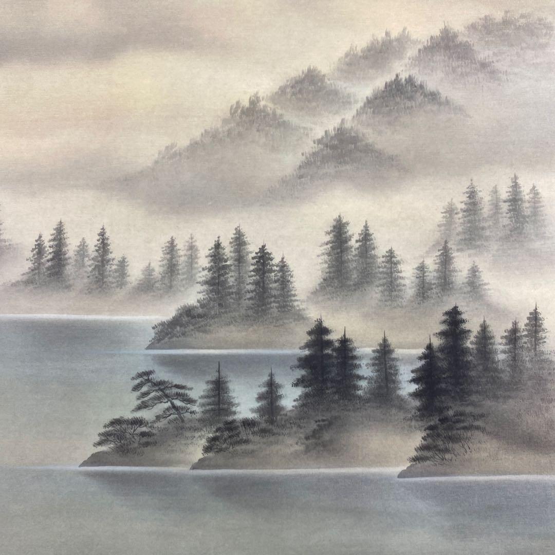 美品 掛け軸 金森翠玄作 赤富士図 共箱 太巻き付 縁起物 正月掛け